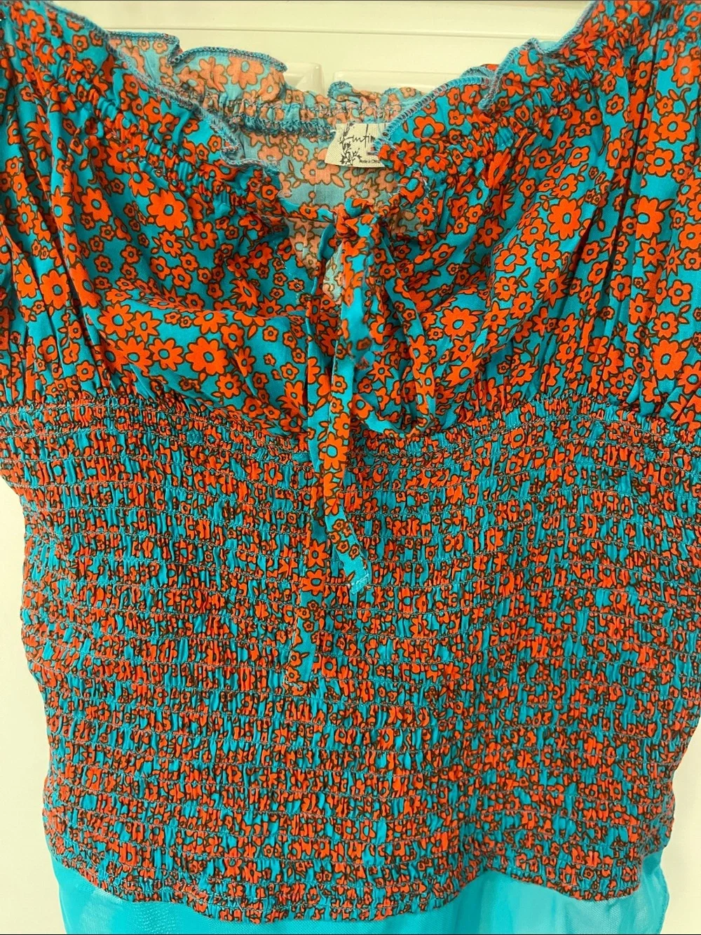 Intimately Free People Bardot Bodysuit size M teal orange-red combo - Picture 12 of 16